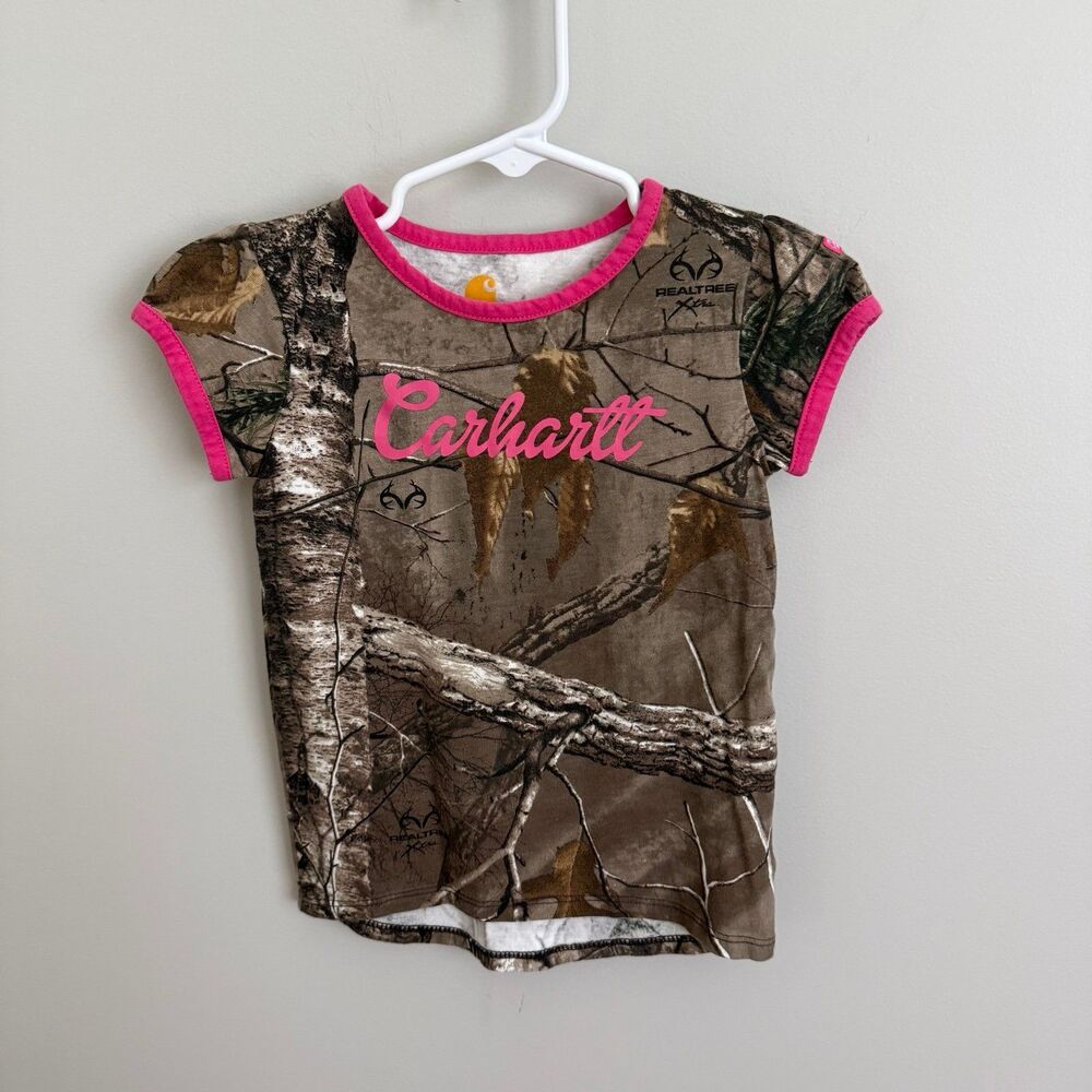 Carhartt 3T camo real tree pink short sleeve shirt EUC